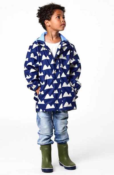 Snapper Rock Boys Toddler, Child Navy Peak To Peak Recycled Waterproof Raincoat In Navy