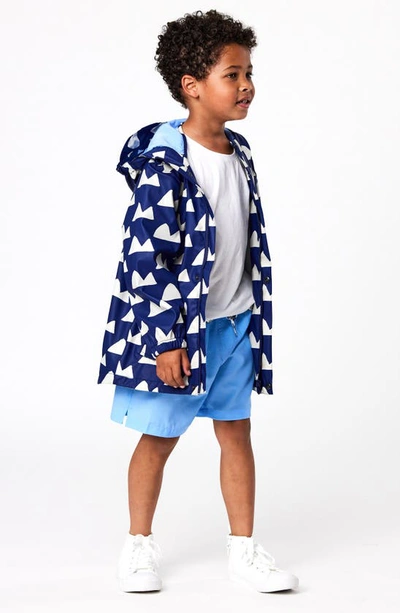 Snapper Rock Boys Toddler, Child Navy Peak To Peak Recycled Waterproof Raincoat In Navy