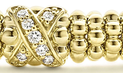 Shop Lagos Embrace Diamond Station Caviar Beaded Bracelet In Gold
