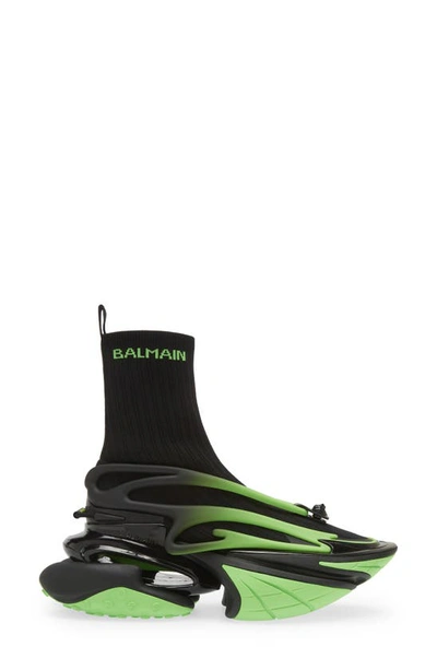 Shop Balmain Unicorn High Top Sneaker In Black/ Green