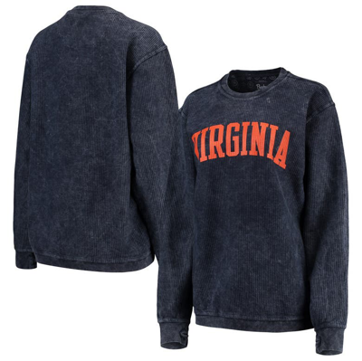 Shop Pressbox Navy Virginia Cavaliers Comfy Cord Vintage Wash Basic Arch Pullover Sweatshirt