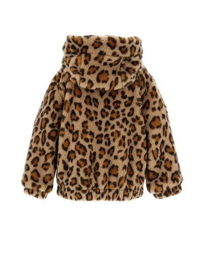 Shop Monnalisa Dappled Plush Bomber Jacket In Animal Print