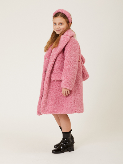 Monnalisa Plush Coat In Fuchsia