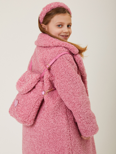 Monnalisa Plush Coat In Fuchsia