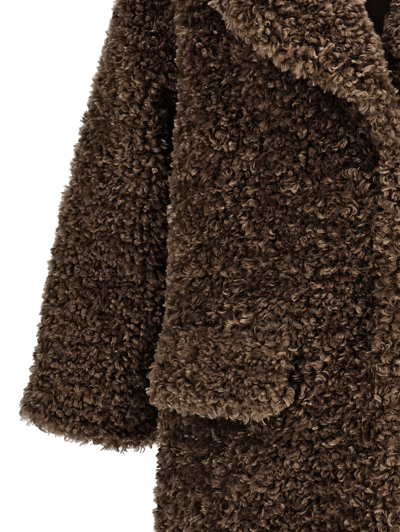Monnalisa Plush Coat In Dark Brown
