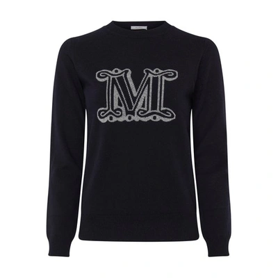 Shop Max Mara Pamir Logo Cashmere Sweater In Blu