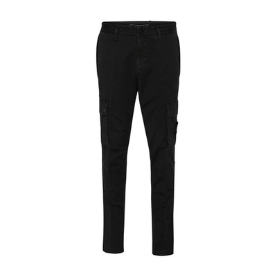 Shop Stone Island Pants With Logo Patch In Black