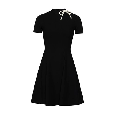 Shop Valentino Short Sleeved Midi Dress In Nero
