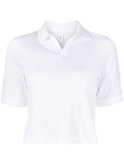 Shop Lululemon White Swiftly Cropped Polo Shirt