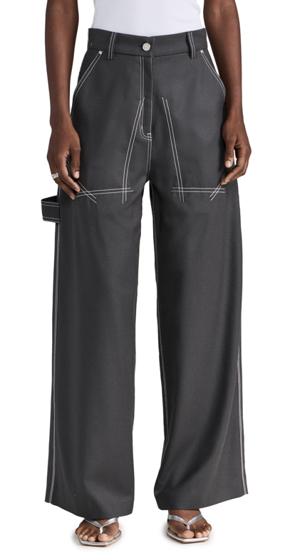 Shop Stella Mccartney Flannel Trousers Charcoal