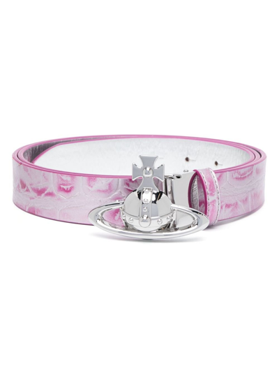 Shop Vivienne Westwood Pink Orb-buckle Leather Belt