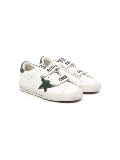 Shop Golden Goose White Old School Leather Sneakers
