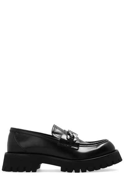 Shop Gucci Gg Chained Loafers In Black