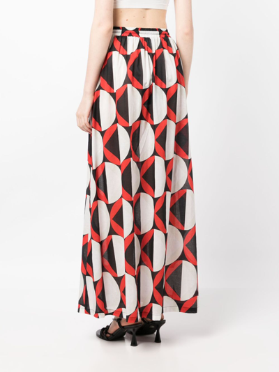 Shop Cynthia Rowley Graphic-print High-waist Skirt In Red