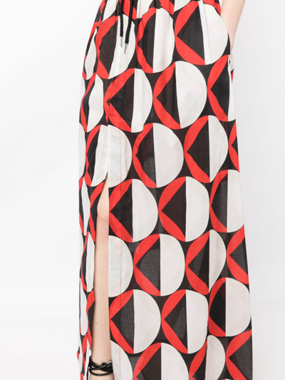 Shop Cynthia Rowley Graphic-print High-waist Skirt In Red