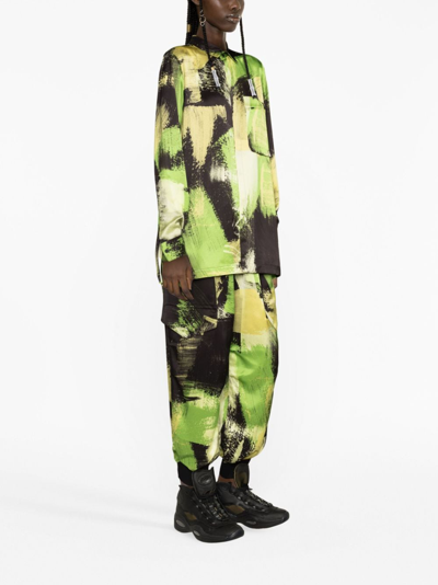 Shop Y-3 Graphic-print Long-sleeve Shirt In Green