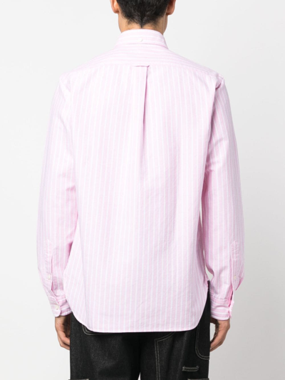 Shop Polo Ralph Lauren Stripe-pattern Cotton Shirt In Pink