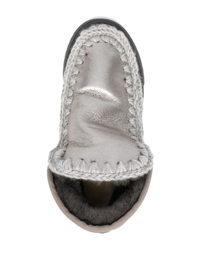 Mou Crochet Stitch-trim Sneaker Boots In Grey