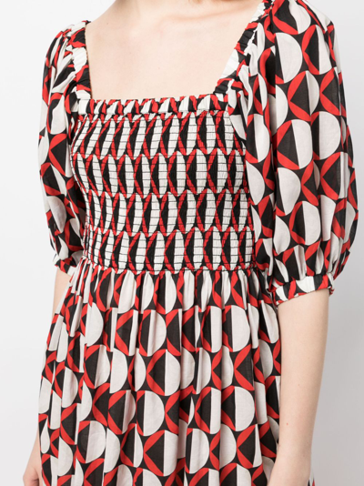 Shop Cynthia Rowley Geometric-print Cotton Dress In Red