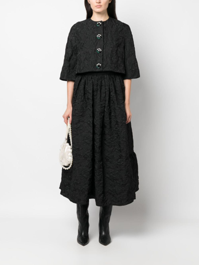 Shop Erdem Textured A-line Skirt In Black