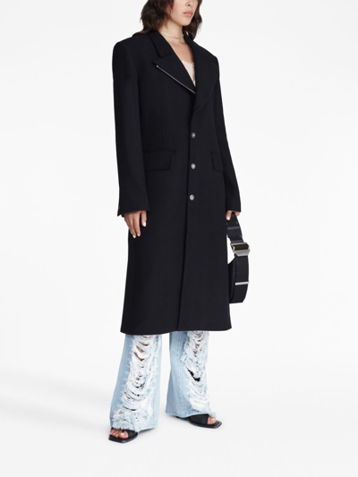 Shop Dion Lee Single-breasted Knitted Coat In Black