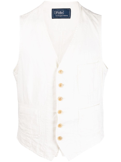 Shop Polo Ralph Lauren Cotton Twill Vest In White