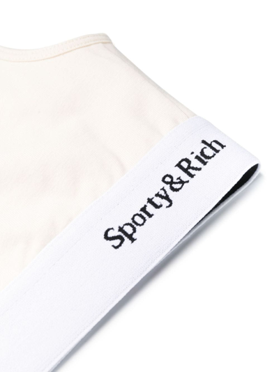 Shop Sporty And Rich Logo-underband Bandeau Bra In Neutrals