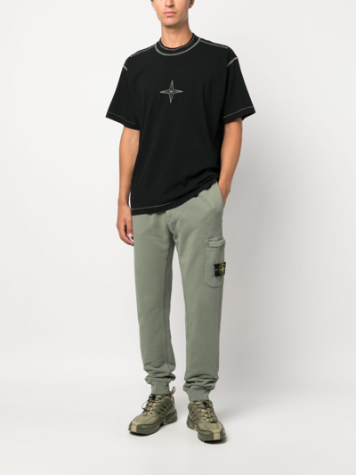 Shop Stone Island Compass-patch Cotton Track Pants In Green