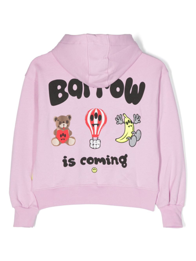 Shop Barrow Logo-print Cotton Hoodie In Pink