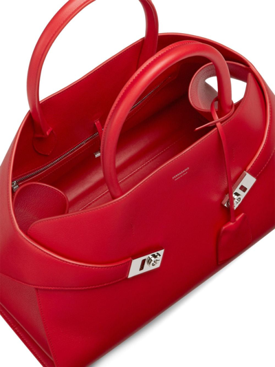 Ferragamo Hug Small Leather Top Handle Bag In Red