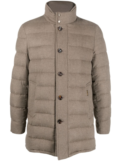 Shop Moorer High-neck Padded Coat In Brown