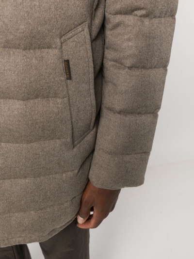 Shop Moorer High-neck Padded Coat In Brown