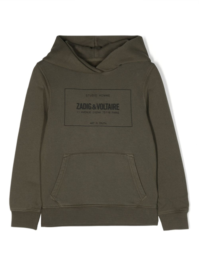 Shop Zadig & Voltaire Logo-print Cotton Hoodie In Green