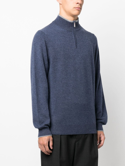 Shop Fedeli Long-sleeve Cashmere Jumper In Blue