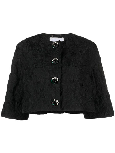 Shop Erdem Textured Cropped Jacket In Black