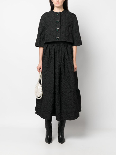 Erdem Crystal-embellished Textured Cropped Jacket In Black