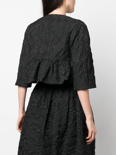 Erdem Crystal-embellished Textured Cropped Jacket In Black