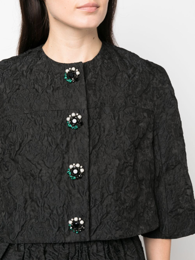 Erdem Crystal-embellished Textured Cropped Jacket In Black
