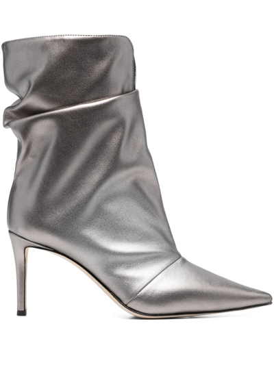 Shop Giuseppe Zanotti Yunah 80mm Metallic-finish Boots In Silver