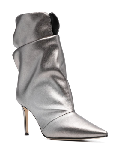 Shop Giuseppe Zanotti Yunah 80mm Metallic-finish Boots In Silver