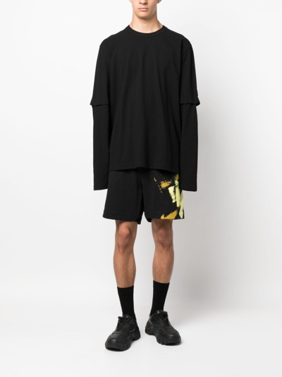 Shop Y-3 Drawstring-waist Organic-cotton Shorts In Black