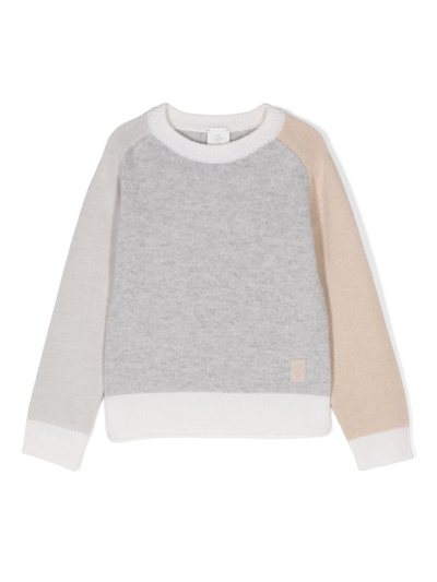 Shop Eleventy Crew-neck Knitted Sweatshirt In Grey