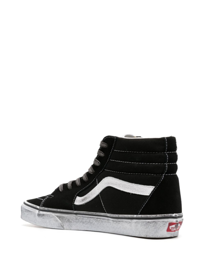 Shop Vans Sk8-hi Stressed Sneakers In Black