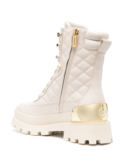 Michael Michael Kors Rowan Lace-up Leather Boots In Neutrals