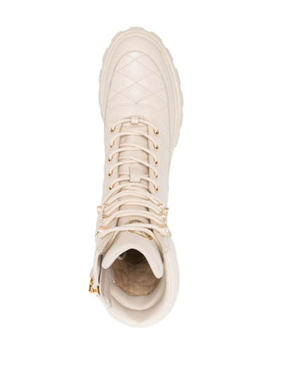 Shop Michael Michael Kors Rowan Lace-up Leather Boots In Neutrals