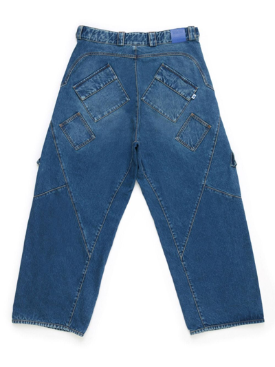 Shop Marcelo Burlon County Of Milan Wide-leg Cargo Jeans In Blue
