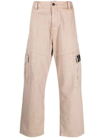 Shop Calvin Klein Jeans Est.1978 Straight-leg Cargo Trousers In Neutrals