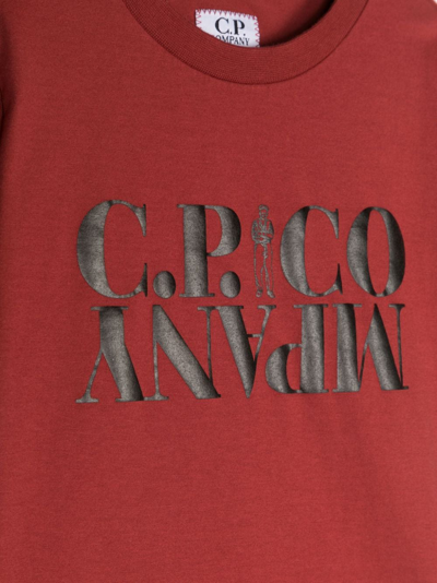 Shop C.p. Company Logo-print Cotton T-shirt In Red