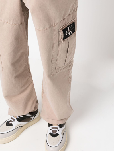 Shop Calvin Klein Jeans Est.1978 Straight-leg Cargo Trousers In Neutrals