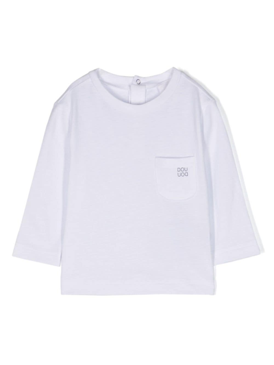 Shop Douuod Logo-print Long-sleeve T-shirt In White